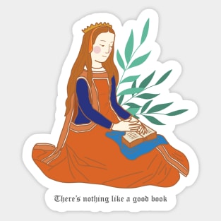 Cute and Colorful medieval Woman Reading Sticker